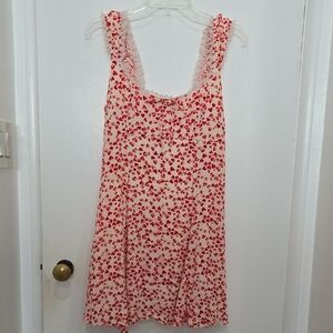 Wild Fable Red & Pink Romantic Heart Print Mini Babydoll Dress